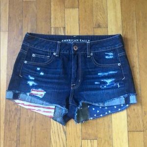 American Eagle American Flag Denim Shorts